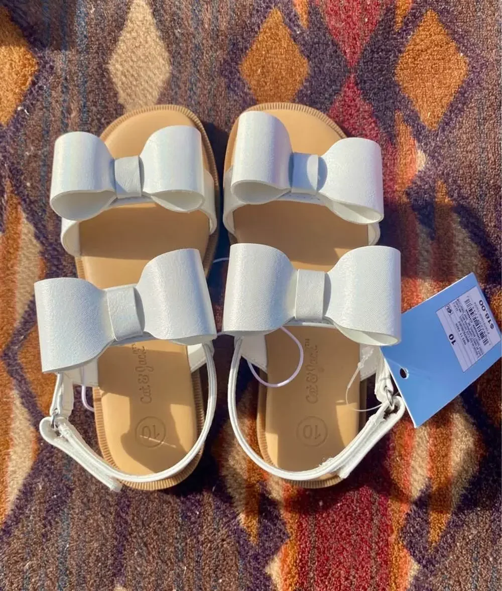 Cat & Jack Girls White Strappy Sandals Size 10 NWT